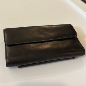 DOPP Satin Cowhide Black Checkbook Wallet